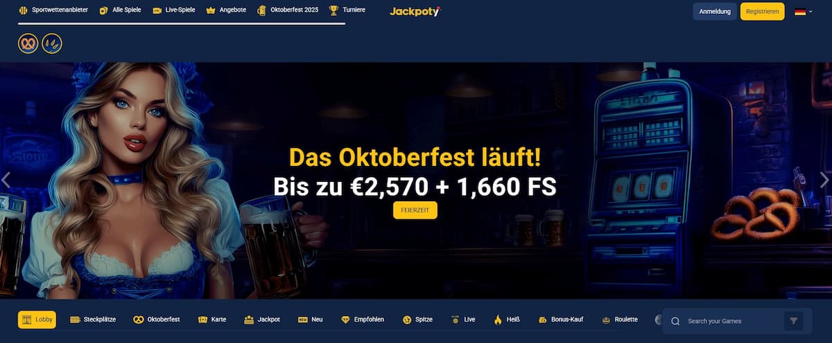 Jackpoty: Online-Casino-Paket: Bis zu 1.900 € Bonus + 150 Freispiele, kombiniert mit flexiblen Fiat- & Krypto-Auszahlungen – der Hotspot für Jackpots & Live-Action.